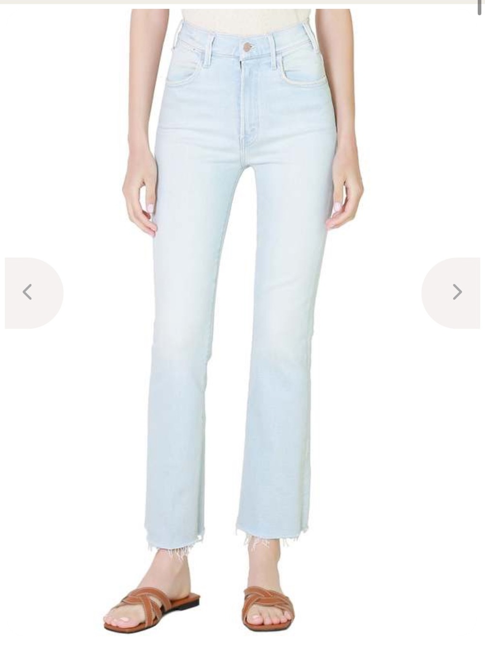 MOTHER The Hustler Ankle Fray- Pina Colada in Paradise - 28- High Rise- Cropped